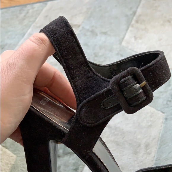 ASOS black suede platform heeled sandals - Picture 5 of 6
